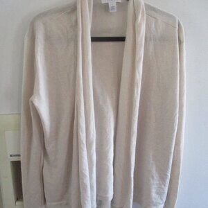 Nordstrom Signature Cashmere Linen Cardigan Sweater Cream beige s m oversized